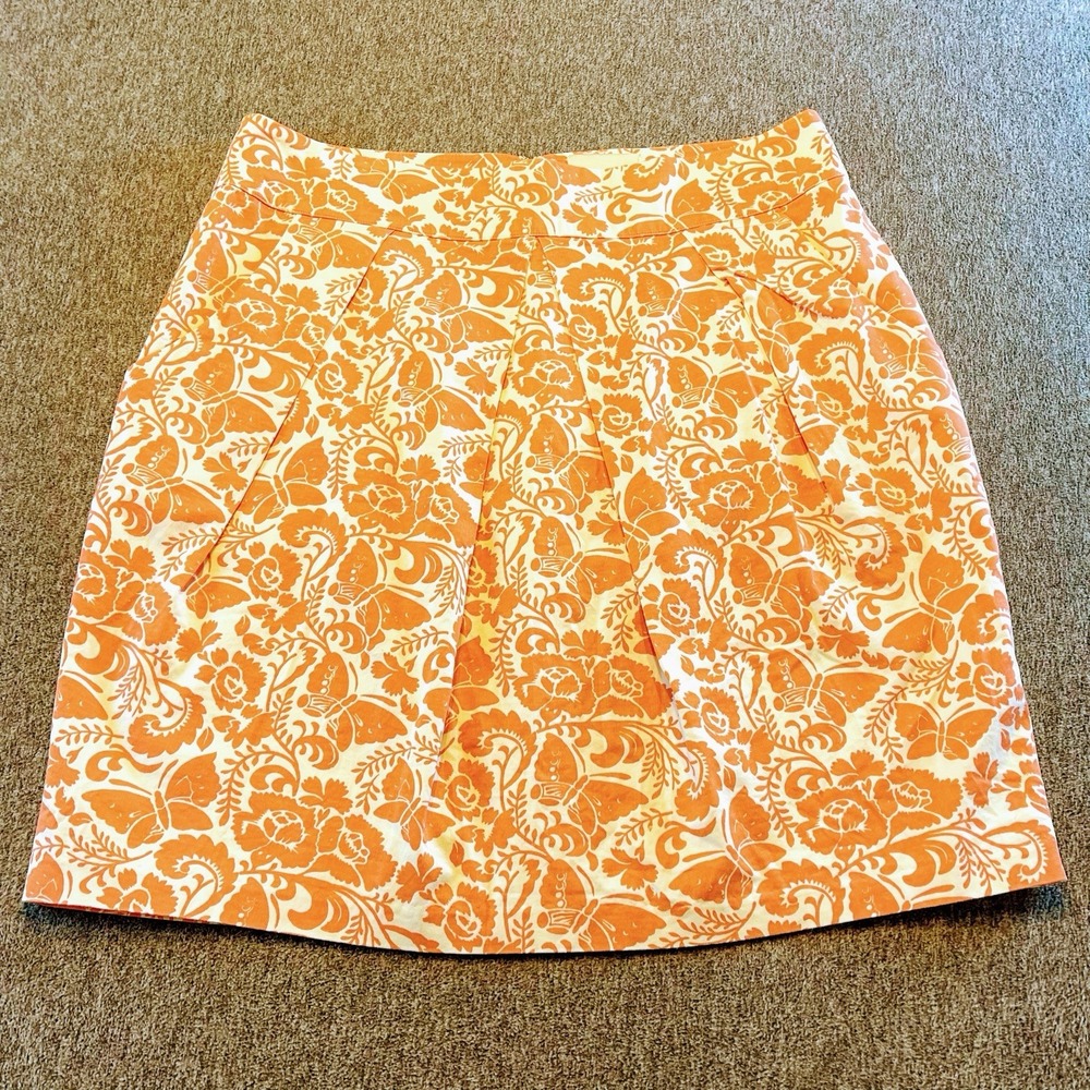 Anthropologie Odille Skirt 12‎ Coral And White Floral Cottagecore Coquette